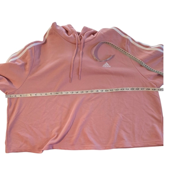 Adidas Women's Essentials Pink Cropped Hoodie Plus Size - Picture 8 of 10